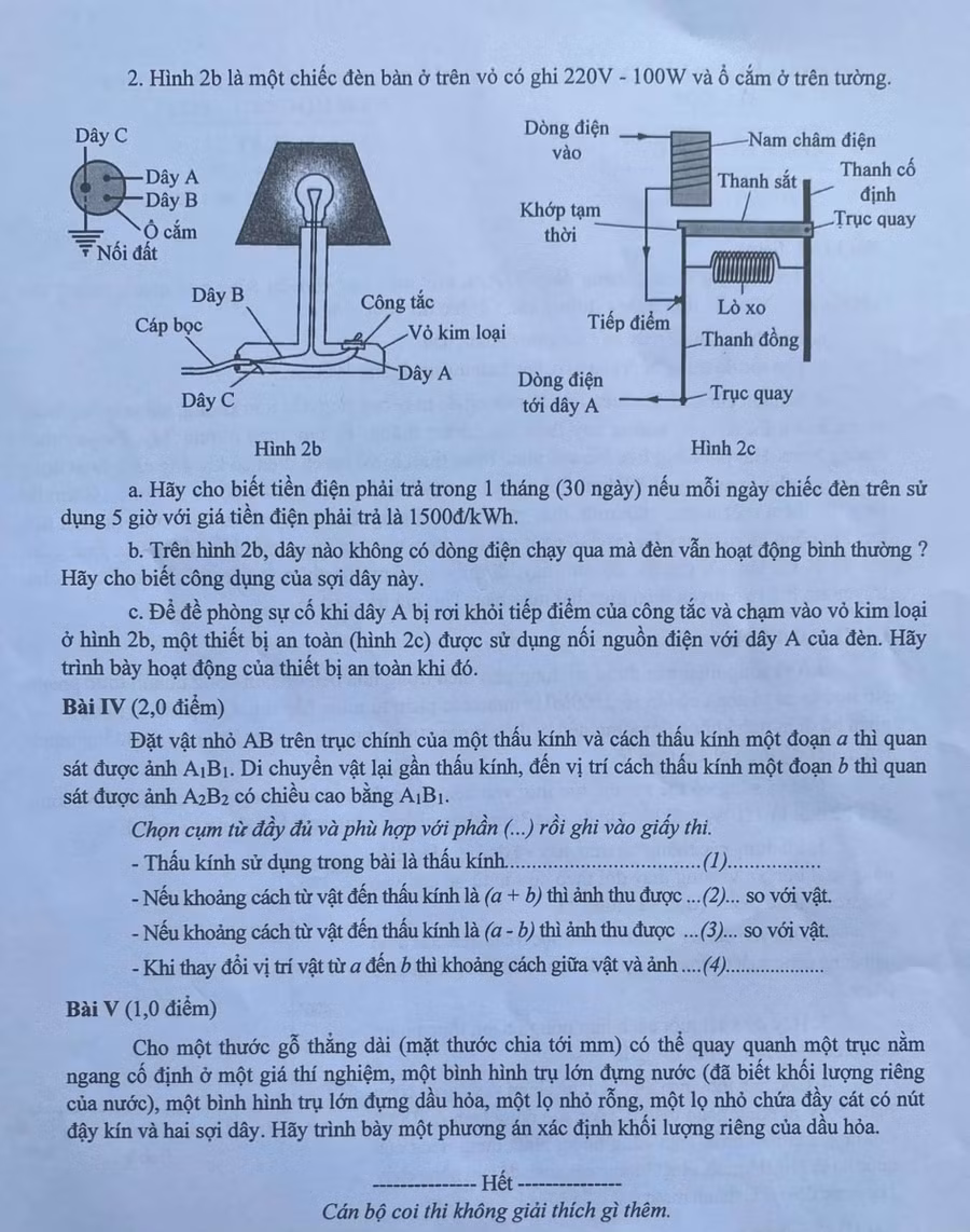 Đề thi chuyên Vật lý vào lớp 10 của Hà Nội.