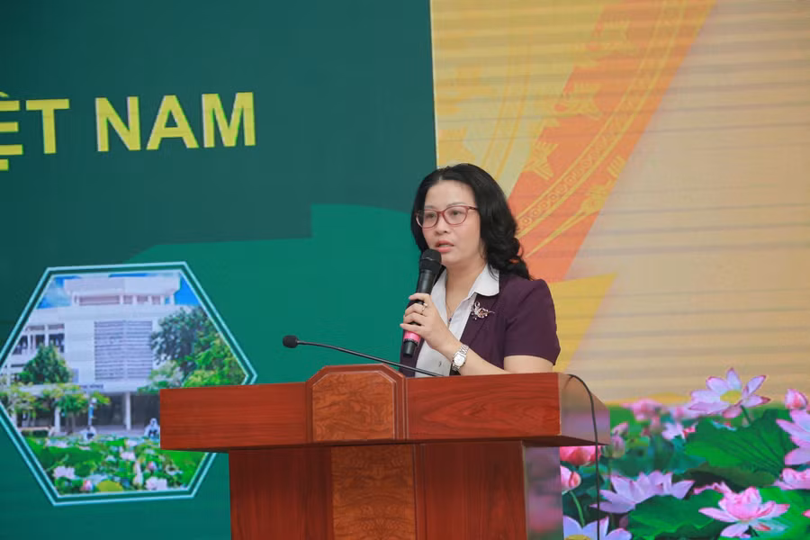 GS.TS Nguyễn Thị Lan, Giám đốc Học viện Nông nghiệp Việt Nam phát biểu tại Hội nghị. Ảnh: Phúc Minh