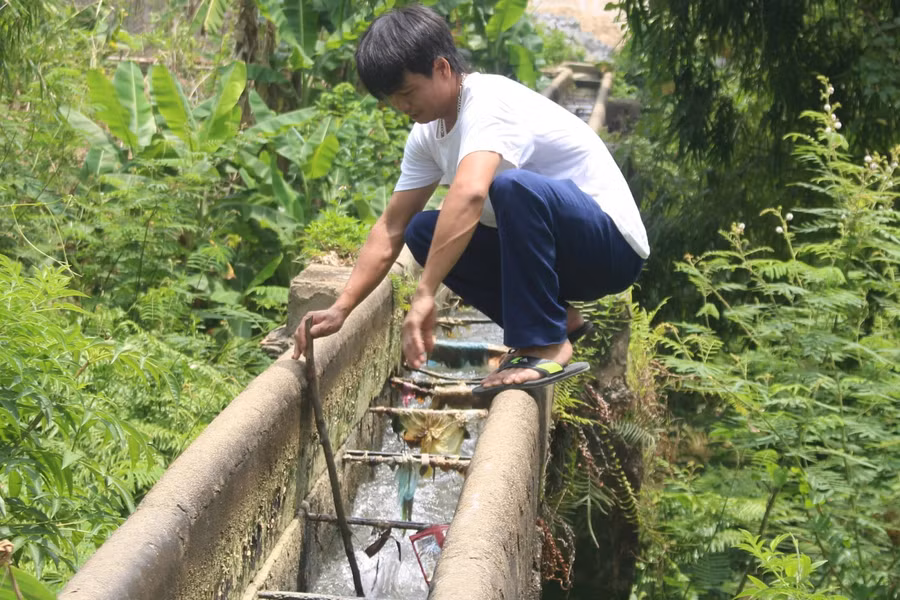 Khu vực thầy Thăng phát hiện cháu bé bị mắc kẹt và đuối nước.