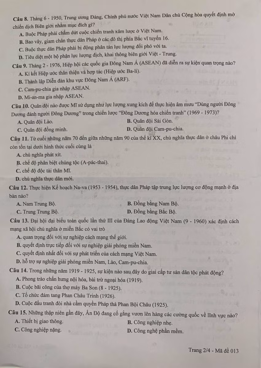 Nhận xét và gợi ý giải đề thi môn Lịch sử kỳ thi tuyển sinh vào lớp 10 Hà Nội ảnh 2