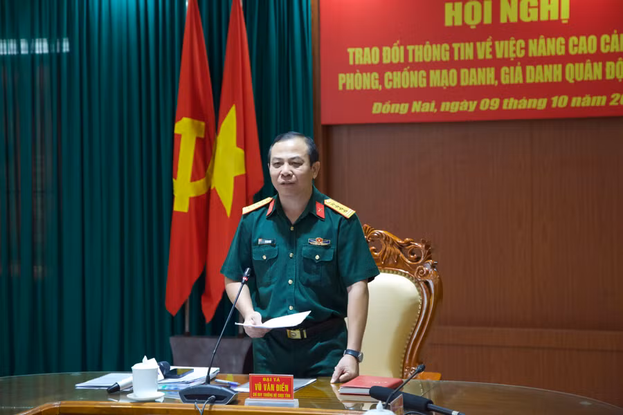 Đại tá Vũ Văn Điền, Chỉ huy trưởng Bộ Chỉ huy Quân sự tỉnh Đồng Nai. (Ảnh: H.P) Đại tá Vũ Văn Điền, Chỉ huy trưởng Bộ Chỉ huy Quân sự tỉnh Đồng Nai. (Ảnh: H.P)
