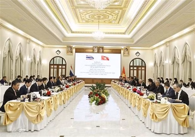 Chủ tịch nước Nguyễn Xuân Phúc và Thủ tướng Vương quốc Thái Lan Prayut Chan-o-cha hội đàm. (Ảnh: Thống Nhất/TTXVN) Chủ tịch nước Nguyễn Xuân Phúc và Thủ tướng Vương quốc Thái Lan Prayut Chan-o-cha hội đàm. (Ảnh: Thống Nhất/TTXVN)