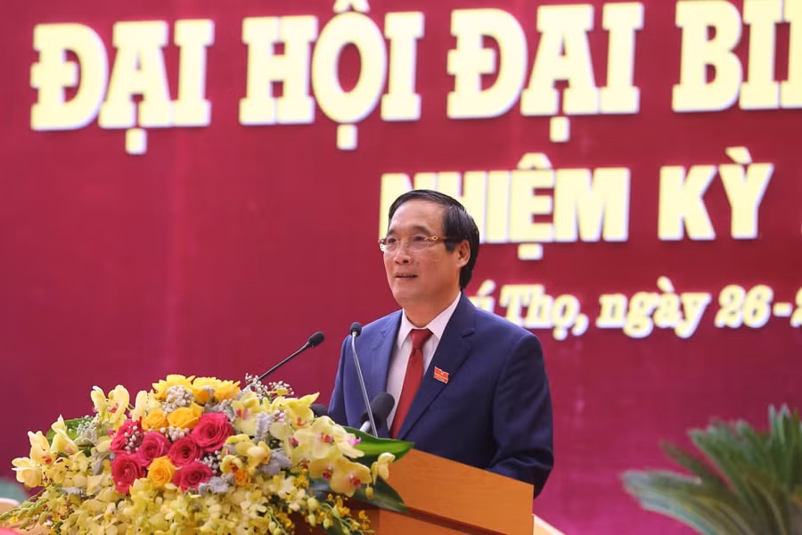 Bí thư Tỉnh ủy Phú Thọ khóa XVIII - Bùi Minh Châu phát biểu khai mạc Đại hội