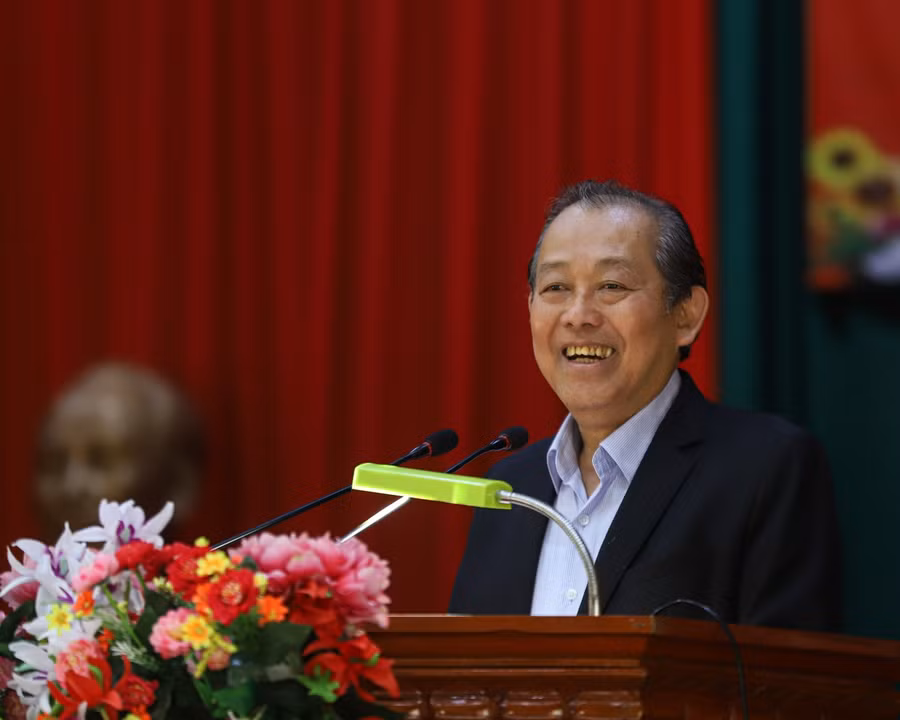 Phó Thủ tướng Trương Hoà Bình nhắc lại những kỷ niệm khi còn học tập tại trường đào tạo cán bộ an ninh chi viện cho chiến trường miền Nam E1171. Ảnh: VGP/Lê Sơn