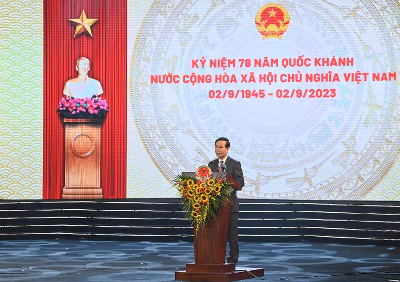 Chủ tịch nước Võ Văn Thưởng phát biểu tại buổi lễ. (Ảnh: Gia Hân). Chủ tịch nước Võ Văn Thưởng phát biểu tại buổi lễ. (Ảnh: Gia Hân).