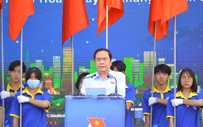 Ông Trần Thanh Mẫn - Ủy viên Bộ Chính trị, Phó Chủ tịch Thường trực Quốc hội phát biểu tại buổi lễ.