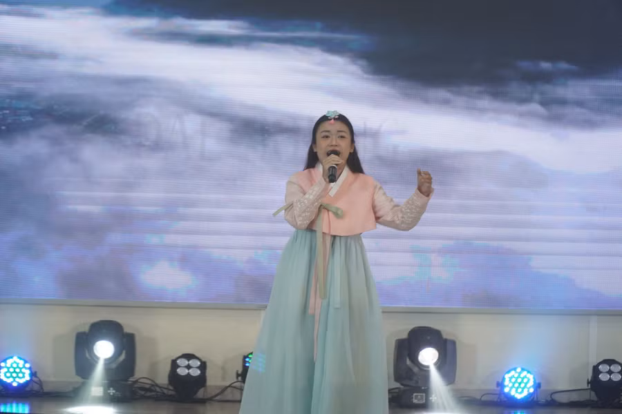 Hoạt động văn nghệ trong lễ khai mạc lễ hội chữ Hàn. Ảnh: Mạnh Tùng