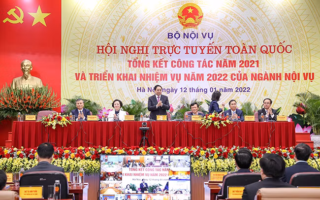 Hội nghị được tổ chức theo hình thức trực tuyến trên phạm vi cả nước. Ảnh: VGP/Nhật Bắc