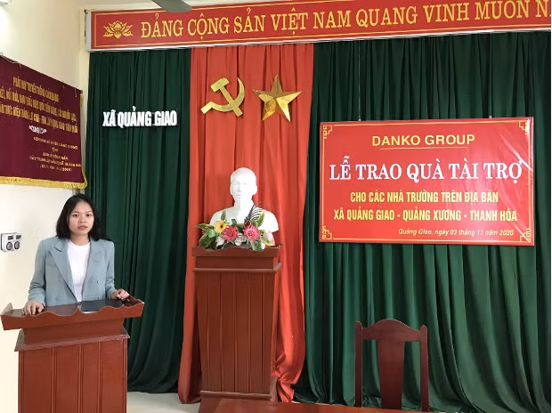Bà Vũ Minh Châu, GĐ Ban Marketing và Truyền thông Tập đoàn Danko phát biểu tại buổi lễ