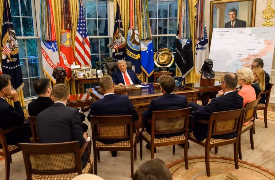 Tổng thống Donald Trump gặp gỡ các lãnh đạo châu Âu tại Nhà Trắng.