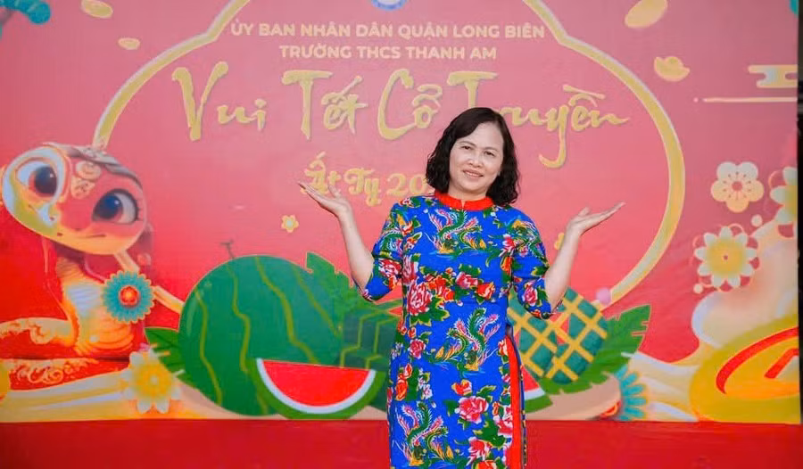Cô Dương Thị Tám Hiệu trưởng Trường THCS Thanh Am (quận Long Biên, Hà Nội). Ảnh NVCC