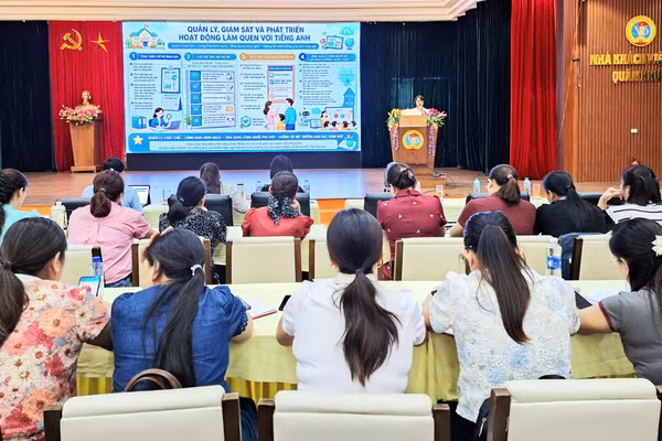 Hội thảo triển khai nhiều nội dung thiết thực về tổ chức hoạt động cho trẻ làm quen với tiếng Anh.