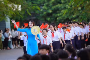 Trường THCS Nguyễn Huệ (phường Hải Châu, TP Đà Nẵng) đón học sinh đầu cấp.