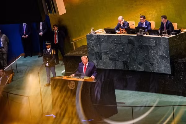 Tổng thống Mỹ Donald Trump phát biểu tại Đại hội đồng LHQ, ngày 22/9/2026.