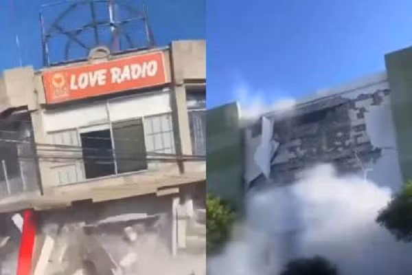 Nhiều tòa nhà đổ sập trong trận động đất mạnh xảy ra ở Philippines, sáng 8/6/2026.