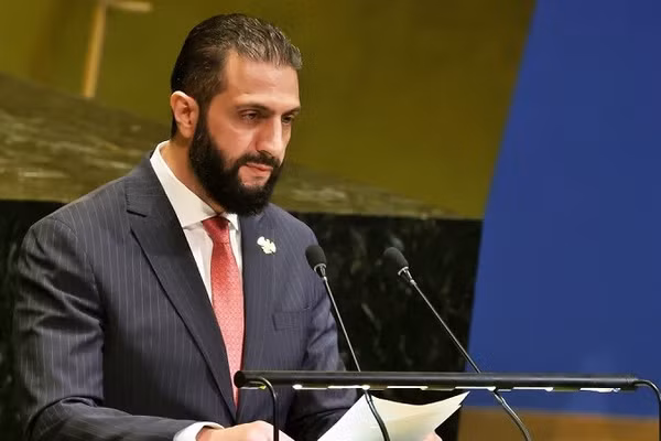Tổng thống Syria Ahmad al-Sharaa phát biểu tại kỳ họp thứ 80 của Đại hội đồng LHQ tại New York, Mỹ, ngày 24/9/2025.