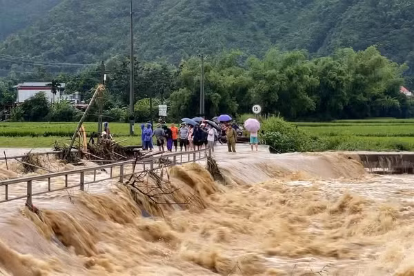 Mưa lớn đã gây ra lũ quét làm ảnh hưởng đến hoa màu của người dân.