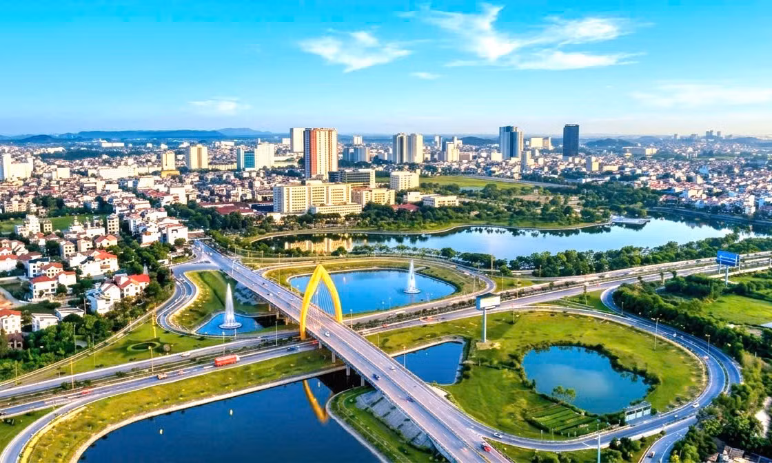 Một góc giao thông Bắc Ninh nhìn từ trên cao. 