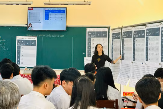 Cô Phạm Nguyễn Trang Ngân trong giờ dạy.