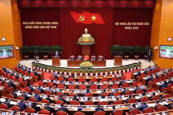 Phiên khai mạc Hội nghị lần thứ 14 Ban Chấp hành Trung ương Đảng khóa XIII. Ảnh: Lâm Khánh/TTXVN