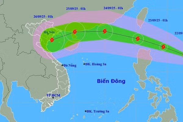 Dự báo hướng đi của bão Ragasa.