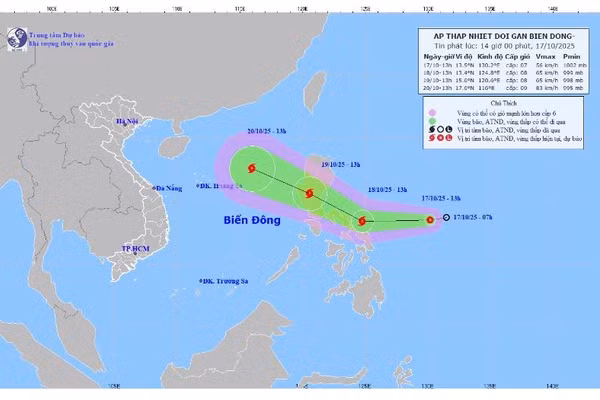 Xuất hiện áp thấp nhiệt đới mới có khả năng mạnh lên thành bão