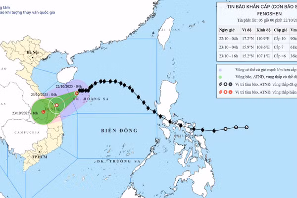 Bão Fengshen giật cấp 12, cách Đà Nẵng khoảng 270km