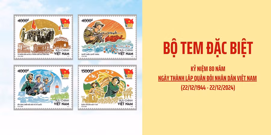 Bộ tem ghi dấu ấn của Quân đội Nhân dân Việt Nam.